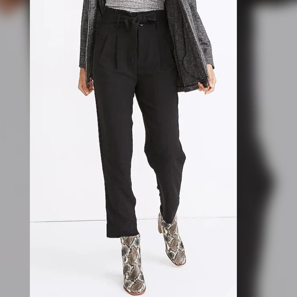 Madewell NWT Paperbag Black Crepe High Rise Ankle Pants size 22 Petite